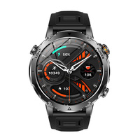Montre connectée robuste AK106 avec batterie ultra longue durée 1400 mAh, appels Bluetooth, étanchéité IPX8, lampe torche sportive, bracelet en silicone noir et boussole – Direct Usine