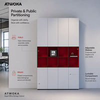 Armoire de rangement de bureau modulaire ATWOKA avec étagère à LED intégrée, compartiments verrouillables, personnalisable OEM ODM