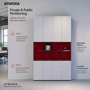 Armadio Modulare <span class=keywords><strong>per</strong></span> <span class=keywords><strong>Ufficio</strong></span> ATWOKA con Scaffale LED Integrato, Scomparti Chiudibili a Chiave, Personalizzabile OEM ODM - Product Image 5