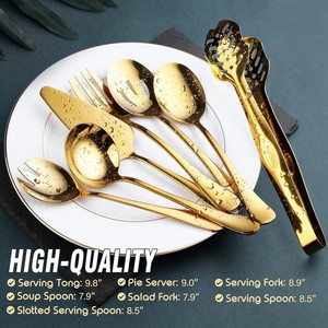 Ensemble de couverts en acier inoxydable argenté avec spatule à gâteau, service de 10 pièces, style doré, pour buffet et traiteur - Product Image 4