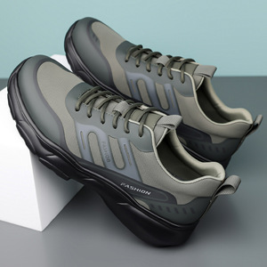 Zapatos de senderismo para hombre, calzado deportivo informal con suela gruesa para exteriores, color gris, verde, negro, estilo sin cordones, 6876 - Product Image 2