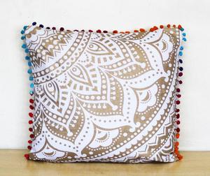 Juego de fundas de cojín con Mandala Floral, 4 Uds., Cuadrado de algodón dorado, hermoso para uso doméstico, precio al por mayor por consignadores indios - Product Image 3