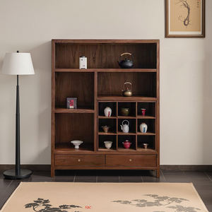 Armoire de présentation en bois massif 110x35x130cm, étagère de rangement pour thé de style chinois, meubles de salon et de chambre à coucher - Product Image 2