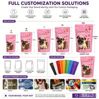 Sachets Doypack personnalisés en plastique imprimé avec fenêtre transparente mate pour l'emballage d'aliments lyophilisés pour chats et chiens