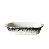 Plat de cuisson rectangulaire en céramique à double poignée, compatible micro-ondes et four, pour casseroles, petit-déjeuners à domicile et usage commercial
