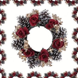 New Decor Candle Holder <b>Wreath</b>, Tabletop Ring Ornament, Dining Table Layout Props Christmas Home Decoration - Product Image 4