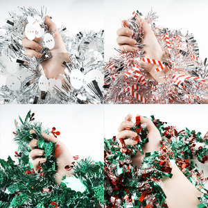 Guirlande de Noël en PVC écologique de 15 pieds avec un style moderne <span class=keywords><strong>et</strong></span> une bordure en ruban pour la décoration intérieure des fêtes - Product Image 2