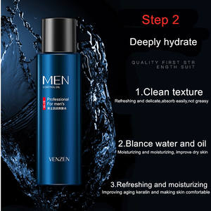 VENZEN Kit de Soin Visage Homme Cinq Pièces : Tonique, Essence, Lait Hydratant, Nettoyant Régulateur de Sébum, et Crème Rafraîchissante Multi-Effets - Product Image 3