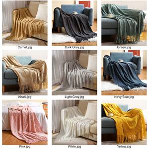 Nordic Solid Color Knitted Sofa Blanket, Minimalist Soft <strong>Bedspread</strong> for Homestay Decoration, Lightweight Breathable Travel <strong>Throw</strong> - Product Image 2