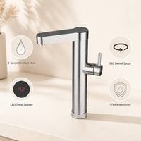 Robinet d'eau chaude instantané en acier inoxydable, sans réservoir, avec affichage LED de la température, à levier unique, pour évier de cuisine