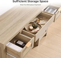 Bureau de toilette en rotin avec rangement, coiffeuse avec 3 tiroirs et 2 armoires, bureau en bois pour la maison ou le bureau, pour chambre à coucher