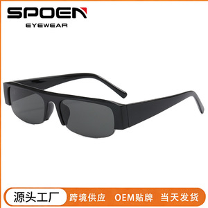 Gafas de Sol Rectangulares de Media Montura con Lentes Degradados, Protección UV380, Unisex, para Exteriores, Estilo Retro para Adultos - Product Image 5