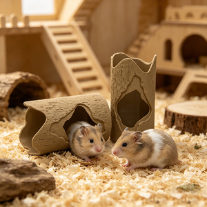 Abri tunnel pour hamster, cachette en bois pour petits animaux, abri pour cochon d'Inde, gerbil, souris, rat, accessoires de cage pour animaux de compagnie - Product Image 1