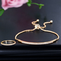 Minimalista pulsera de las mujeres joyería de pulsera ajustable chapado en oro 18k diamante cz pulsera inicial