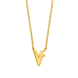 Collar con Colgante de Letra V de Acero, 20 Pulgadas, Chapado en Oro, Estilo Clásico Unisex para Uso Diario - Product Image 1