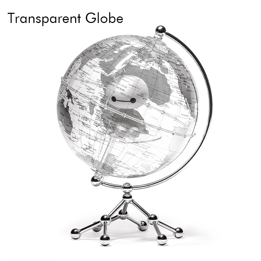 Wellfun table home office decor transparent rotating globe teaching art globe world