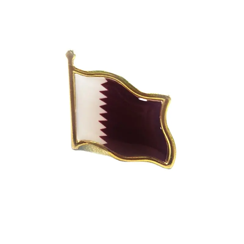Pin bros bendera Qatar Aksesori bros bentuk bendera pakaian unik pin logam lencana niche kelas atas bros lebar dunia