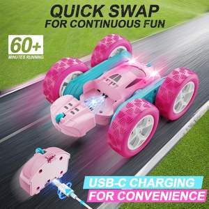 QUNREDA Q1 Rosa 2,4 GHz Doppelseitiges 360° Rotierendes Ferngesteuertes Crawler-Auto mit Scheinwerfern für Mädchen 0-2 Jahre Plastikspielzeug China - Product Image 2
