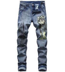 Fashion Streetwear <strong>Men</strong> <strong>Jeans</strong> 3D <strong>Printed</strong> <strong>Jeans</strong> <strong>Men</strong> Hip Hop Pants Slim Fit Punk Style Designer <strong>Jeans</strong> - Product Image 4