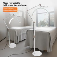 Lampe sur Pied LED Demi-Lune 16 Pouces, Lumière Réglable pour Esthétique, Tatouage, Éclairage Photographique pour Salons de Cils et Ongles