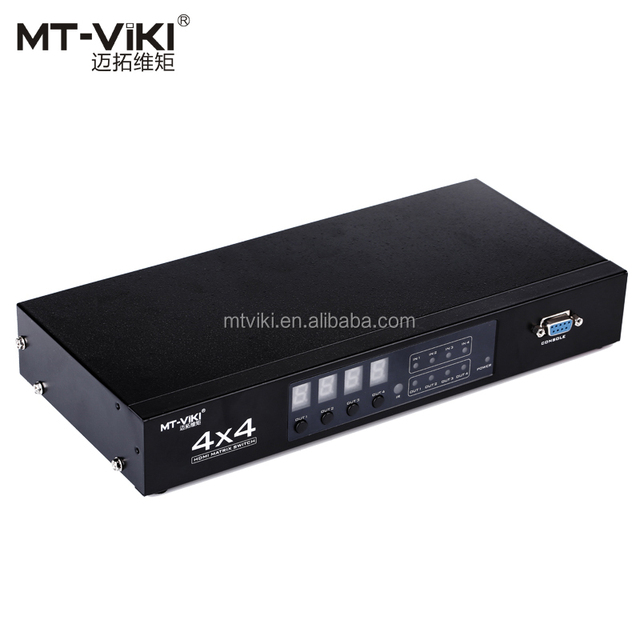 MT-VIKI 4K HDMI Matrix Switch 4X4, 4K@30Hz Rack Mount Switcher & Splitter, Built-in US ADI Chip (4 in 4 Out)