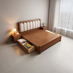 Victorian Customized Storage Solid Wood <strong>Bed</strong> <strong>Set</strong> for Hotel <strong>B</strong>&amp;<strong>B</strong> Apartment Bedroom Furniture - Product Image 5