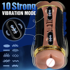 2.3ポンドのブラウン色の模擬膣と肛門のデュアルヘッドマスターベーター、10種類の振動モード搭載、男性用オナニーセックストイに最適 - Product Image 3