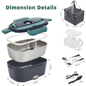 Boîte à lunch chauffante 110V/12V/24V 40W 60W 80W, chauffe-aliments, 2 compartiments, boîte à lunch électrique pour adultes, voiture, camion, travail, voyage - Product Image 4