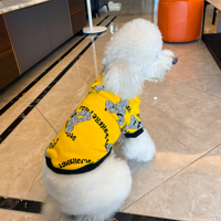 Vêtements pour animaux de compagnie en stock, respirants, 100% coton, imprimé ours orange, sweats à capuche de luxe pour chiens et chats