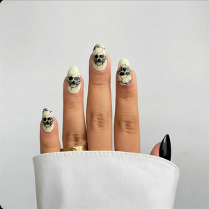 <span class=keywords><strong>Manucure</strong></span> en gel autocollante avec motif crâne et toile d'araignée d'<span class=keywords><strong>Halloween</strong></span> en forme ovale pour la vente en gros de fournitures de mode gothique - Product Image 2