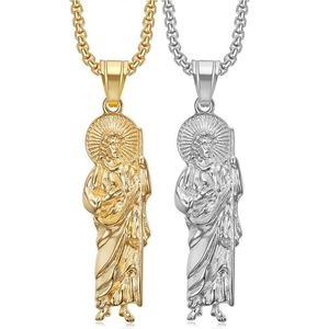 yunnique Stainless Steel St. Jude Religious Pendant Necklace Gold Silver Plated Unisex Hip Hop Jewelry Gift - Product Image 1