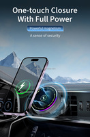 Support de charge magnétique sans fil pour grille d'aération de voiture avec éclairage d'ambiance RGB, câble de charge rétractable, chargeur sans fil pour iPhone