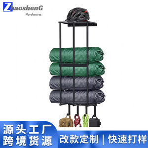 <b>Camping</b> Chair Wall Mounted <b>Storage</b> Rack With Hooks Sun Umbrella Yoga Mat Holder Punch Free Powder Coated Rectangle - Product Image 5
