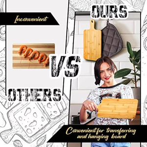 Juego de 10 Tablas de Cortar de Madera de Olivo con Asa, 15.7 x 7.8 Pulgadas, Tablas de Madera de Bambú para Servir, Picar y Preparar Pizza - Product Image 4