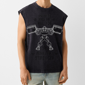 2024 comoda qualità per lavare il gilet a girocollo canotta da uomo ampia senza maniche gilet per logo personalizzato - Product Image 1