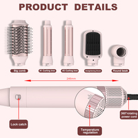 Kit de coiffure multi-têtes 5 en 1 avec brosse sèche-cheveux, fer à boucler, brosse lissante et outils de coiffage à bec rond - Vente en gros