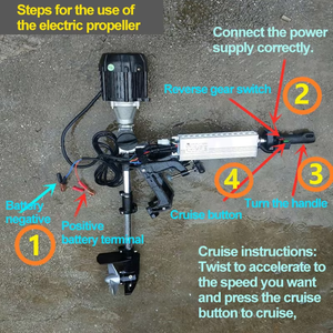 Moteur Hélice 12V/48V 800W pour Bateau Gonflable de Pêche, Propulseur Portable pour Bateau, Moteur Hors-Bord - Product Image 2