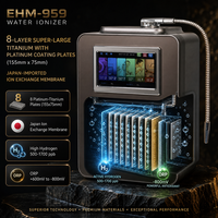 Machine ionisatrice d'eau alcaline premium 8 plaques 2000W Chauffage UV-C pH 2.8-11.2 Générateur d'eau riche en hydrogène pour la maison et l'hôtel