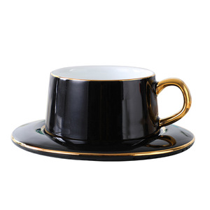 Creative Gold European Style Ceramic Mug with Luxury <b>Small</b> Coffee Cup Saucer Set Gold Rim Tray and Spoon Included - Product Image 1
