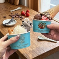 Gobelets en papier personnalisés OEM/ODM imprimés, de qualité alimentaire, jetables, pour desserts, crèmes glacées, yaourts glacés, gelatos, vente en gros à emporter