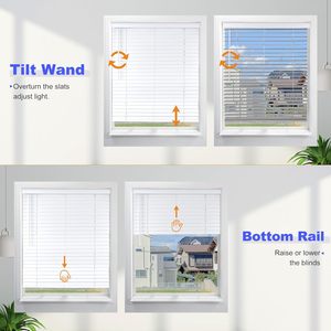Factory Wholesale Cordless Spring Plain 2 Inch <b>PVC</b> Venetian Faux Wood Blinds 50mm Modern Design BlackOut Light Control - Product Image 2