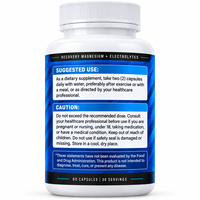 Capsules d'électrolytes de magnésium en marque blanche, 60 gélules, soutien à la récupération post-entraînement et à l'hydratation, complément alimentaire sportif OEM ODM