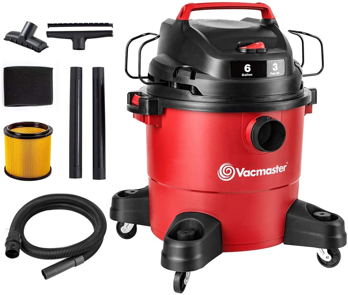 Vacmaster Red Edition Portable Wet Dry Shop Vacuum 6 Gallon 3 Peak HP 1-1/2 inch Hose,VJF607PF