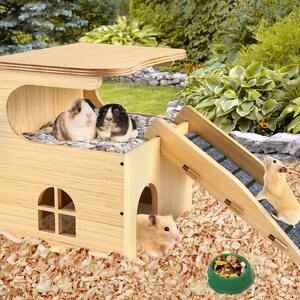 Piccolo animale letto in legno criceto casa inverno Pet mobili per gatti pollo vivere stile elegante all'aperto per soggiorno - Product Image 3