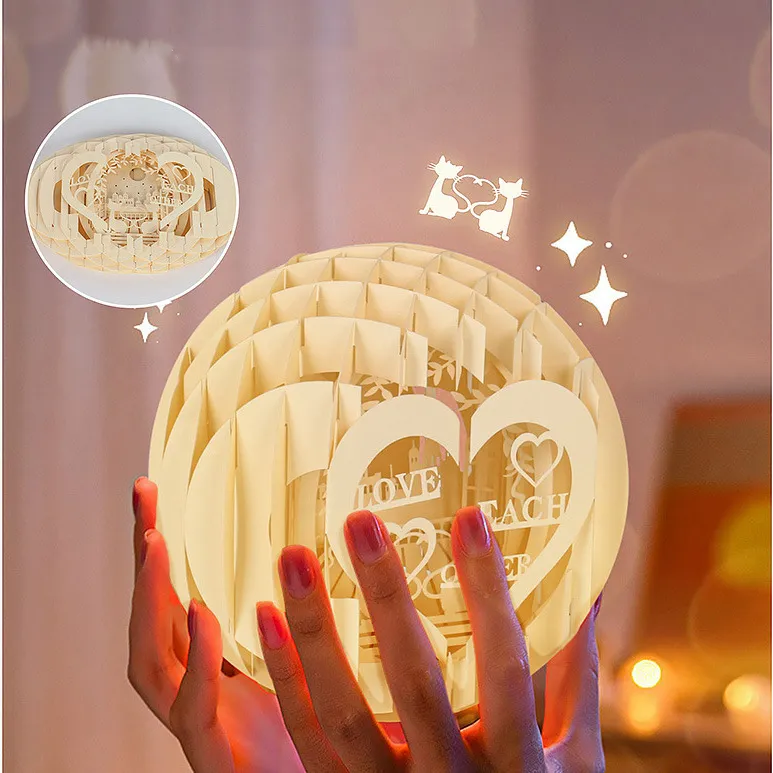 Nuovo! Cuore creativo della famiglia Pop Up luce di carta 3D taglio fai da te artigianale lampada da tavolo di nozze decorativo regalo di san valentino