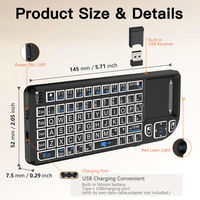 Mini clavier sans fil M15 2.4G avec souris aérienne, télécommande rétroéclairée rechargeable pour Smart TV, décodeur, projecteur, PC