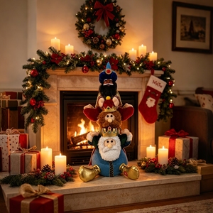 Adorno Navideño <span class=keywords><strong>de</strong></span> Peluche <span class=keywords><strong>de</strong></span> los Tres <span class=keywords><strong>Reyes</strong></span> <span class=keywords><strong>Magos</strong></span> Apilados, Muñeco Elfo Tomte con Música y Funcionamiento a Pilas - Product Image 3