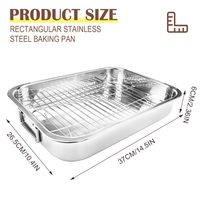 Plat à rôtir rectangulaire en acier inoxydable avec poignées de type plaque demi-format et grille pour barbecue dinde 36x26x6CM Compatible gaz et induction