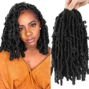 Kupu-kupu Faux Locs Crochet Dewi Kepang Ekstensi Rambut Sintetis 20 Helai/Pak 14 Inci Rambut Kepang Hitam Alami