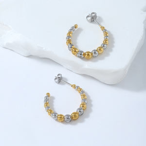 ต่างหูห่วงสแตนเลสแบบห่วงเครื่องประดับแฟชั่นสำหรับผู้หญิงต่างหูเข็มสามสีแบบห่วงไม่ก่อให้เกิดอาการแพ้ - Product Image 2